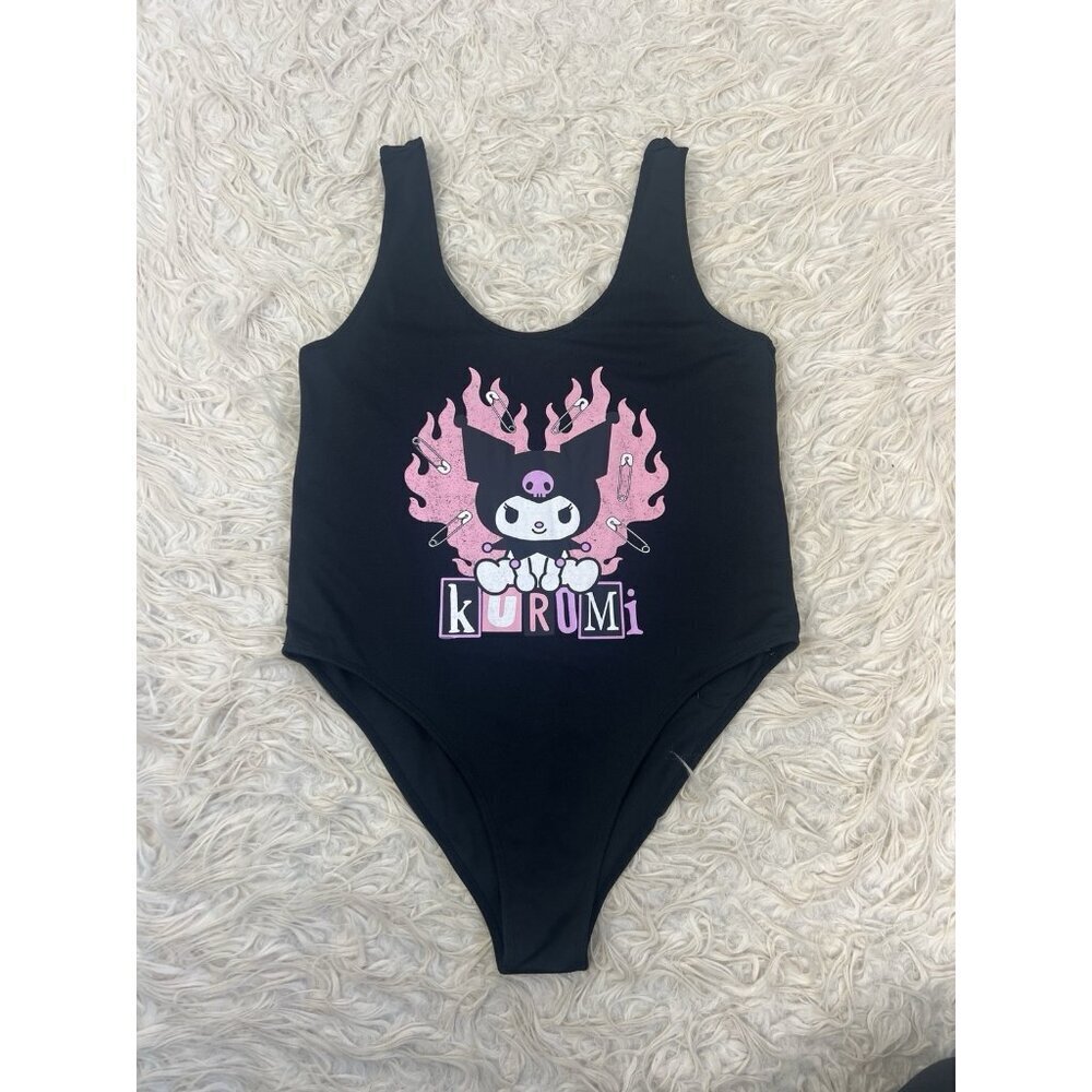 Kuromi Sanrio Y2K Bodysuit Womens Plus Size XL Black One Piece Kawaii My Melody
